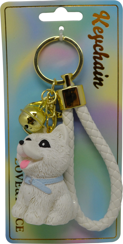 Keychain Přívěsek na klíče - Sedící bílý pes