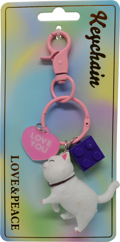 Keychain Přívěsek na klíče - Kočička "LOVE YOU"