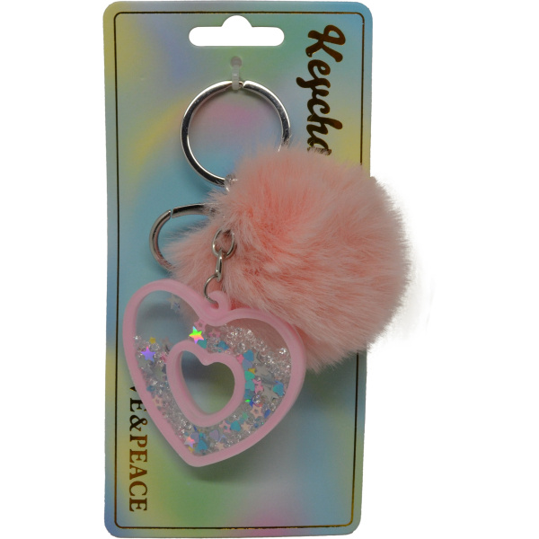 Keychain Přívěsek na klíče - Růžové srdce