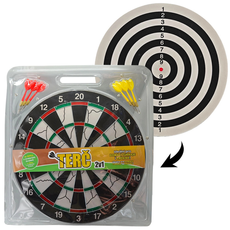 Terč 2v1 na šipky 43 cm