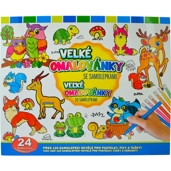 Velké omalovánky se samolepkami se zvířaty z lesa