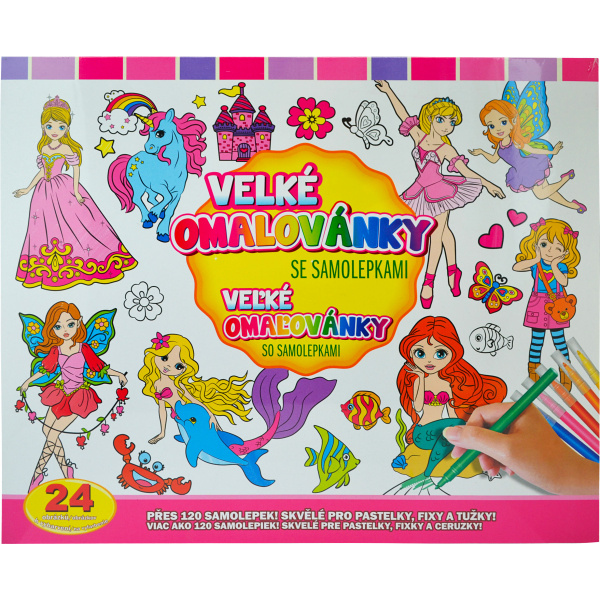 Velké omalovánky se samolepkami Víly a Princezny