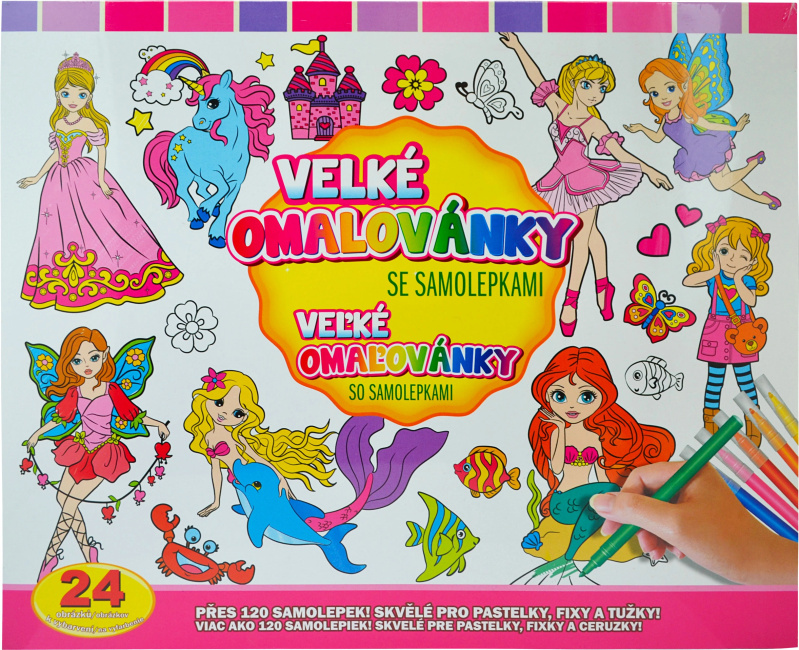 Velké omalovánky se samolepkami Víly a Princezny