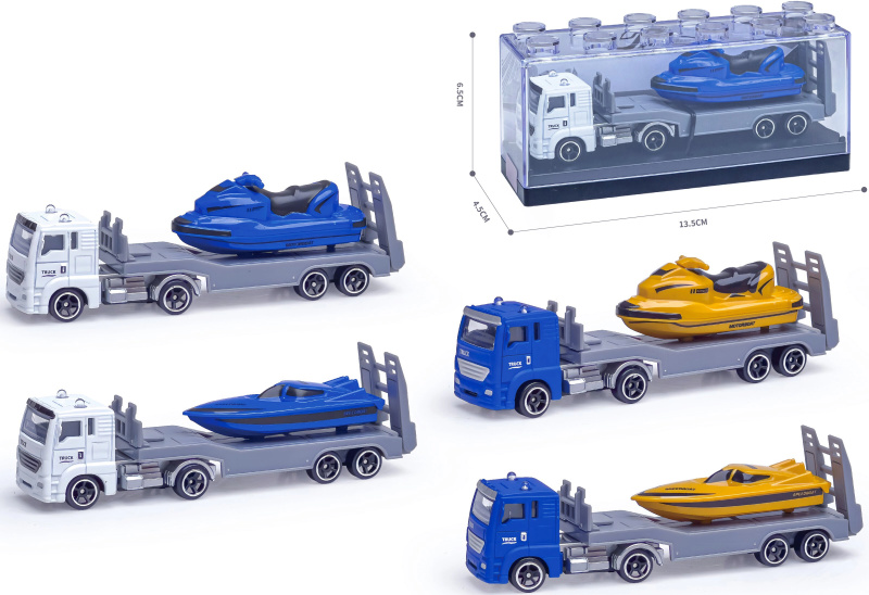 Kovový model kamionu s motorovým člunem 1:64 - více druhů