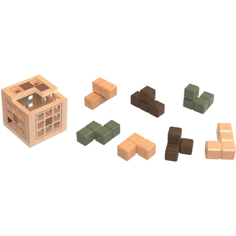 Hlavolam - Kostka v kleci dřevěný hlavolam