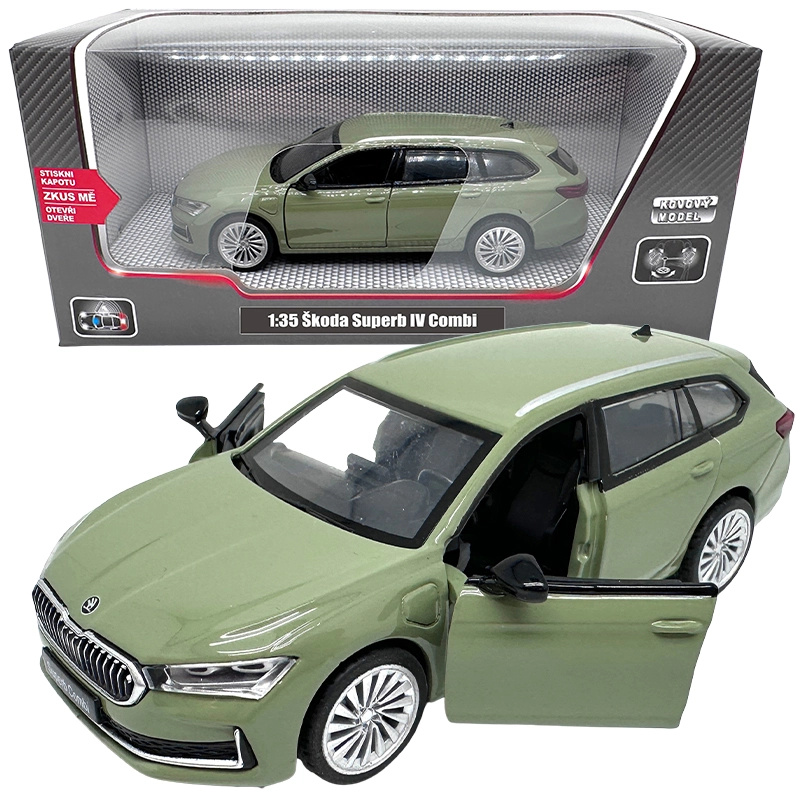 Kovový model - 1:35 Škoda Superb IV Combi zelené
