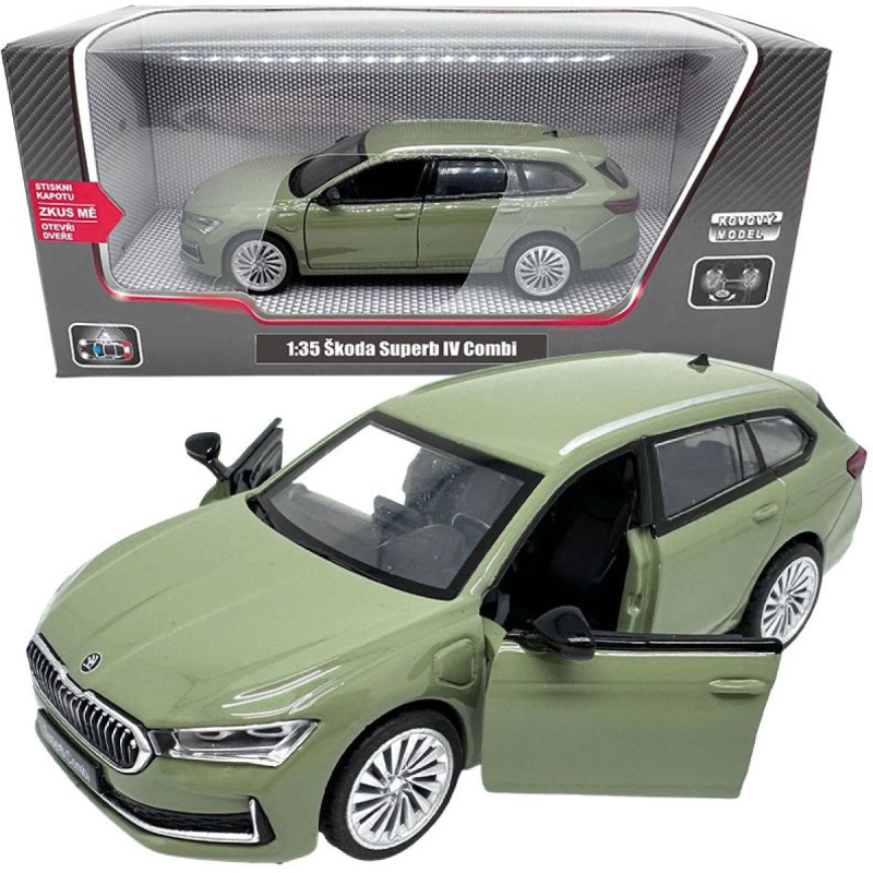 Kovový model - 1:35 Škoda Superb IV Combi zelené