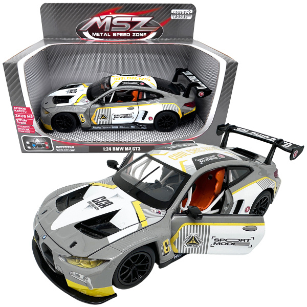 Kovový model - 1:24 BMW M4 GT3 Stříbrně šedá