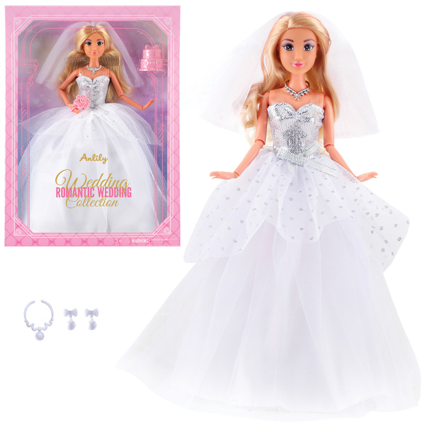 Módní panenka v bílých svatebních šatech