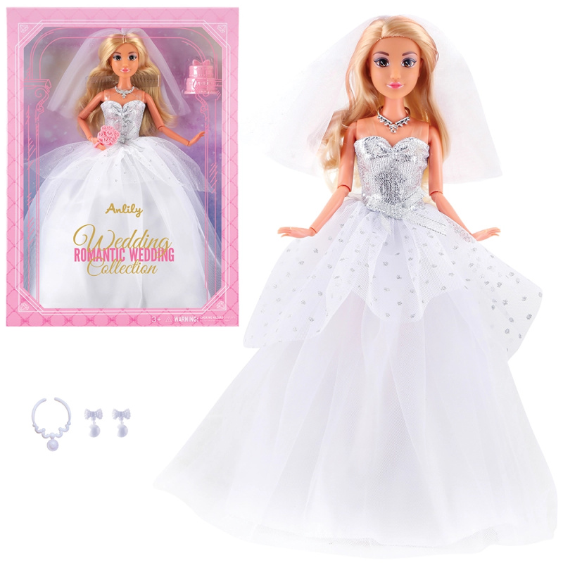 Módní panenka v bílých svatebních šatech