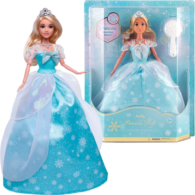 Módní panenka v princeznovských šatech - modré