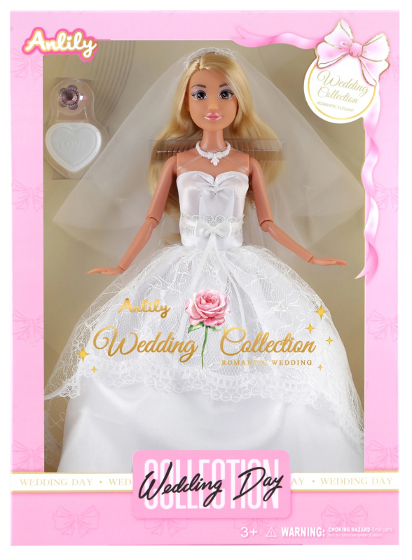 Módní panenka v bílých svatebních šatech DELUX