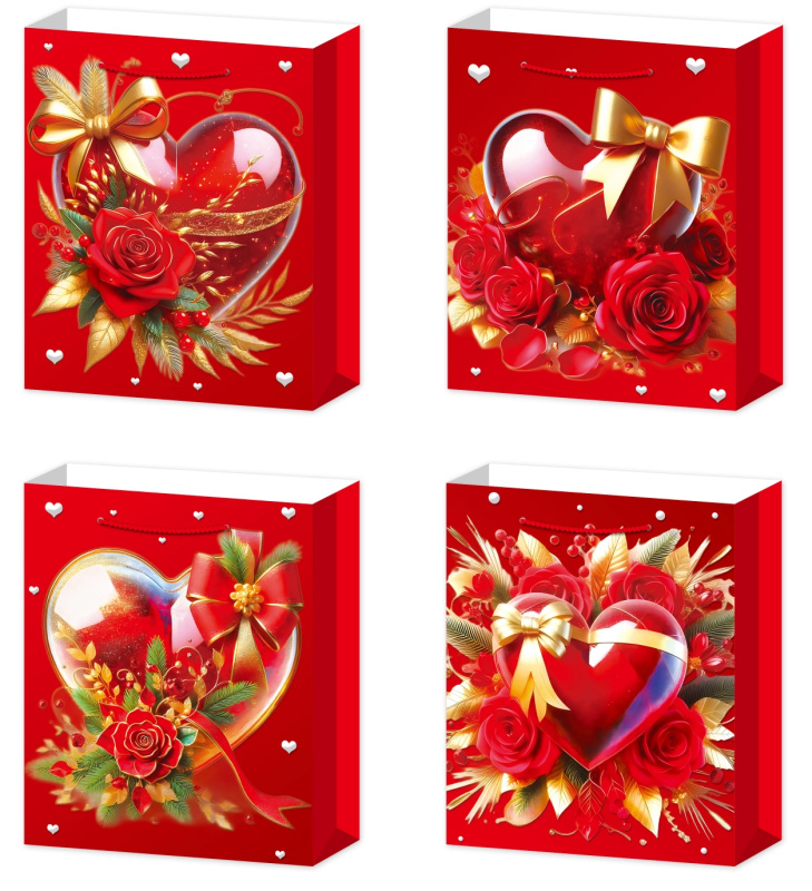 Dárková taška M s motivem srdce a mašlí