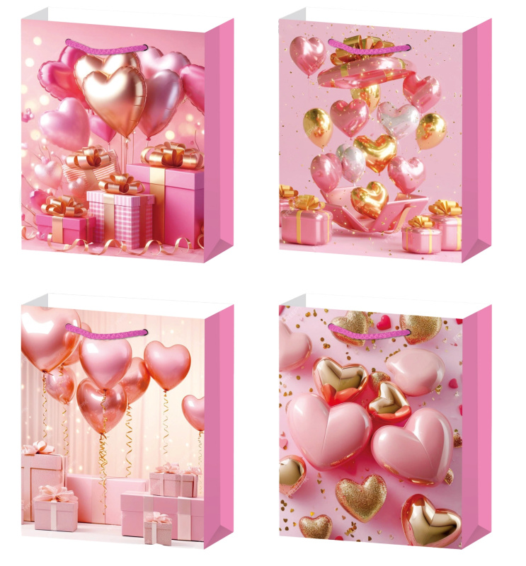 Dárková taška M růžová srdíčka