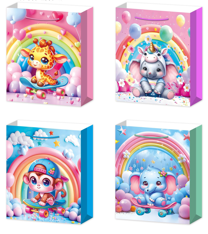 Dárková taška L se sladkými zvířátky 30 × 40 × 12 cm