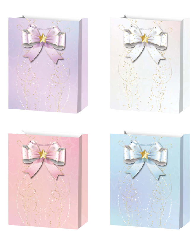 Dárková taška S pastelová s mašlí