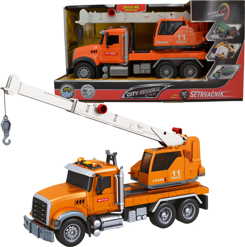 CITY SERVICE CAR - 1:14 - Nákladní auto s jeřábem (se zvukem, světly a dalšími funkcemi)