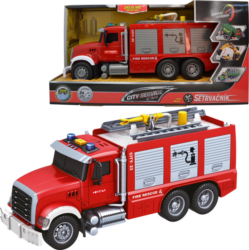 CITY SERVICE CAR - 1:14 - Hasičský vůz (se zvukem, světly, stříkací vodou a dalšími funkcemi)