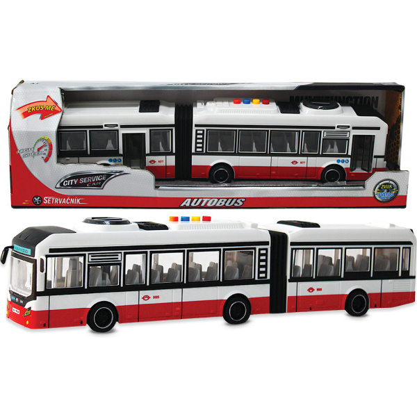 CITY SERVICE CAR - 1:16 Kloubový autobus - červený na setrvačník se zvuky