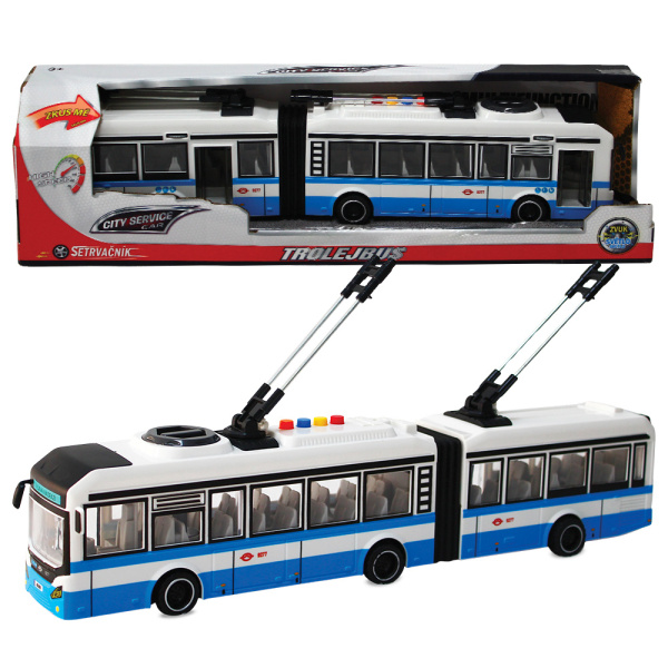 CITY SERVICE CAR - 1:16 Kloubový trolejbus - modrý na setrvačník se zvuky