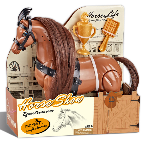 Jezdecký kůň hnědý s příslušenstvím se zvukem - Koňská show