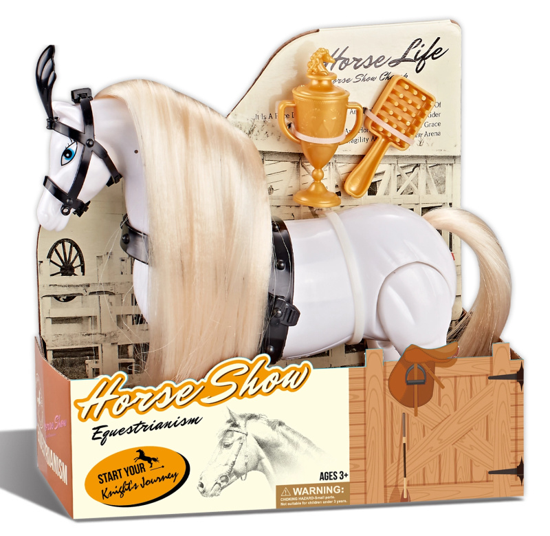 Jezdecký kůň bílý s příslušenstvím se zvukem - Koňská show