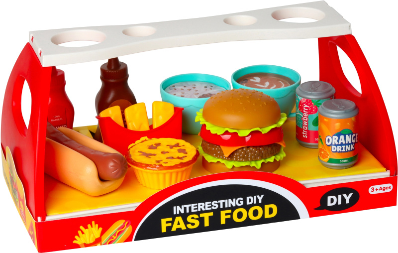 Sada fast food - hamburger a hot dog s doplňky