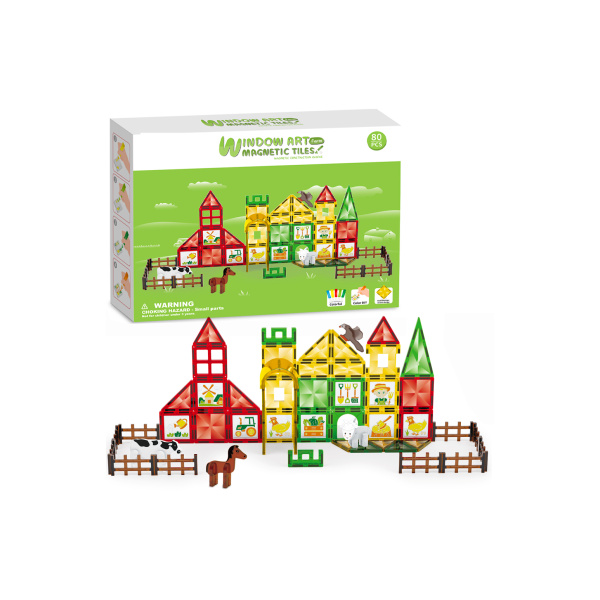 Magnetická stavebnice - Velká farma s malováním 80 ks