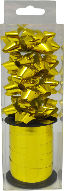 Sada dárkových mašlí metalická zlatá, 2 ks (šířka 6 mm)