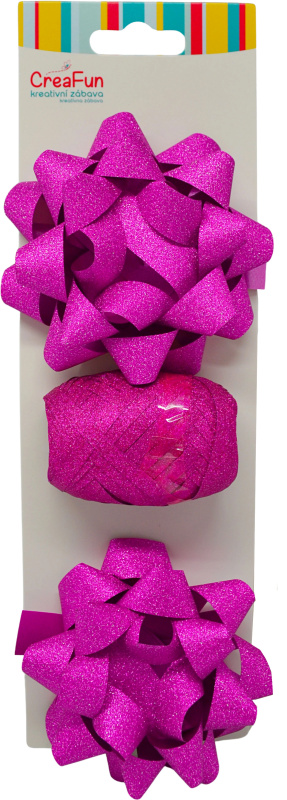 Třpytivá dárková balicí sada světle růžová se stuhou a hvězdicovými mašlemi