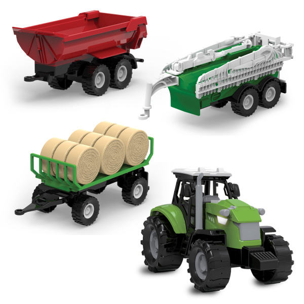 FARM SERVICE - SET Traktor se třemi valníky se světly a zvuky