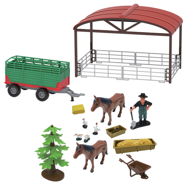FARM SERVICE - Hrací set farma s traktorem a valníkem 16 ks se světly a zvuky