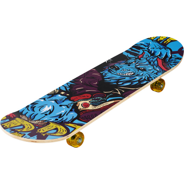 Skateboard 31" Street Wolf – modrý vlk v graffiti stylu