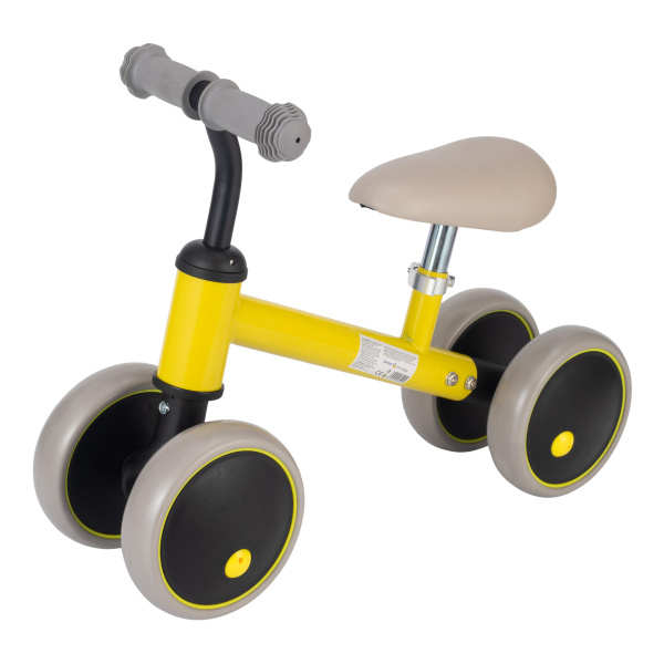 Dětské balanční odrážedlo se čtyřmi koly – žluté