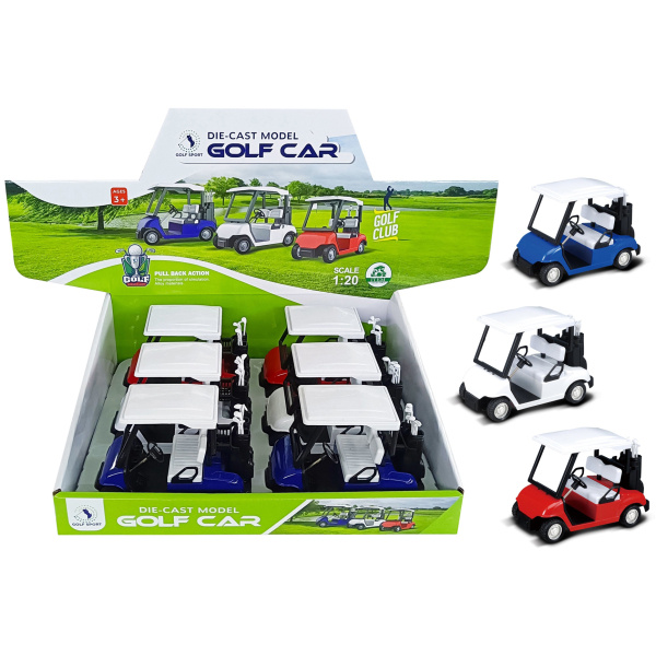 Kovový Model Golfového Vozíku 1:20 na zpětné natahování  - více variant