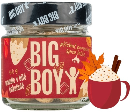 BIG BOY Mandle v bílé čokoládě s příchutí pumpkin spice latte 140 g