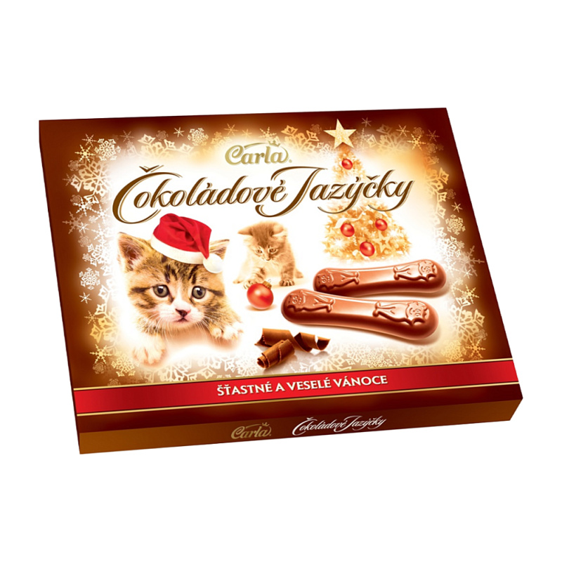 CARLA Čokoládové jazýčky vánoční mléčné 100 g