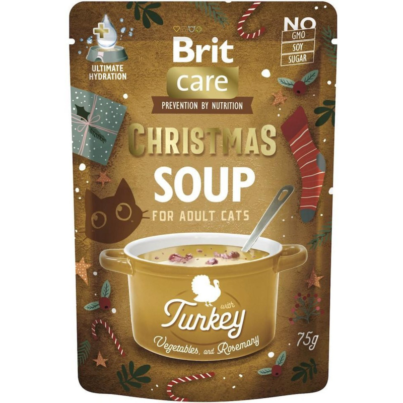 Brit Care Vánoční krůtí polévka s mrkví, hráškem a rozmarýnem pro kočky