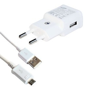 Samsung 8W Cestovní nabíječka + microUSB Datový Kabel White (OOB Bulk) EP-TA50EWE + ECB-DU4AWE
