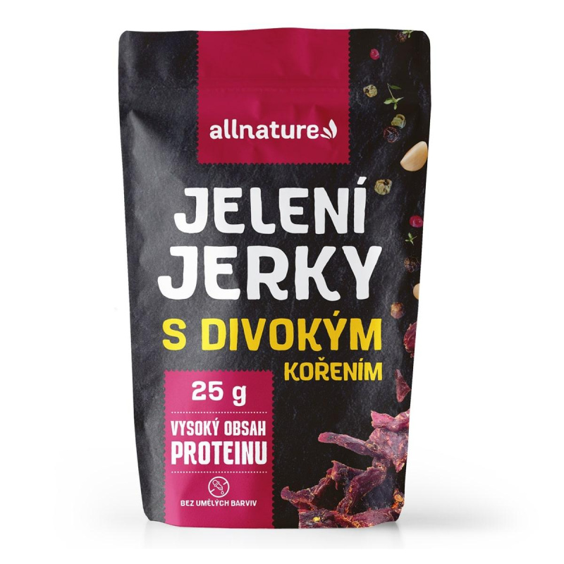 Allnature Jelení Jerky s divokým kořením, 25 g