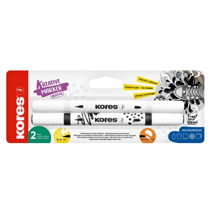 Akrylové popisovače Kores Kreative Marker, oboustranné - 2 barvy