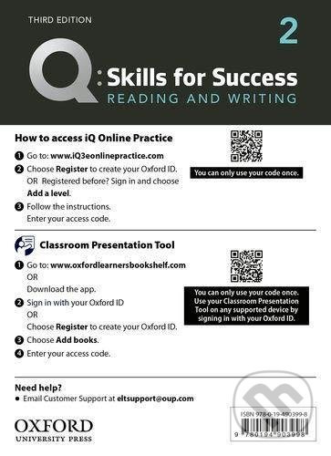 Q: Skills for Success: Reading and Writing 2 - Teacher´s Access Card, 3rd - kniha z kategorie Jazykové učebnice a slovníky